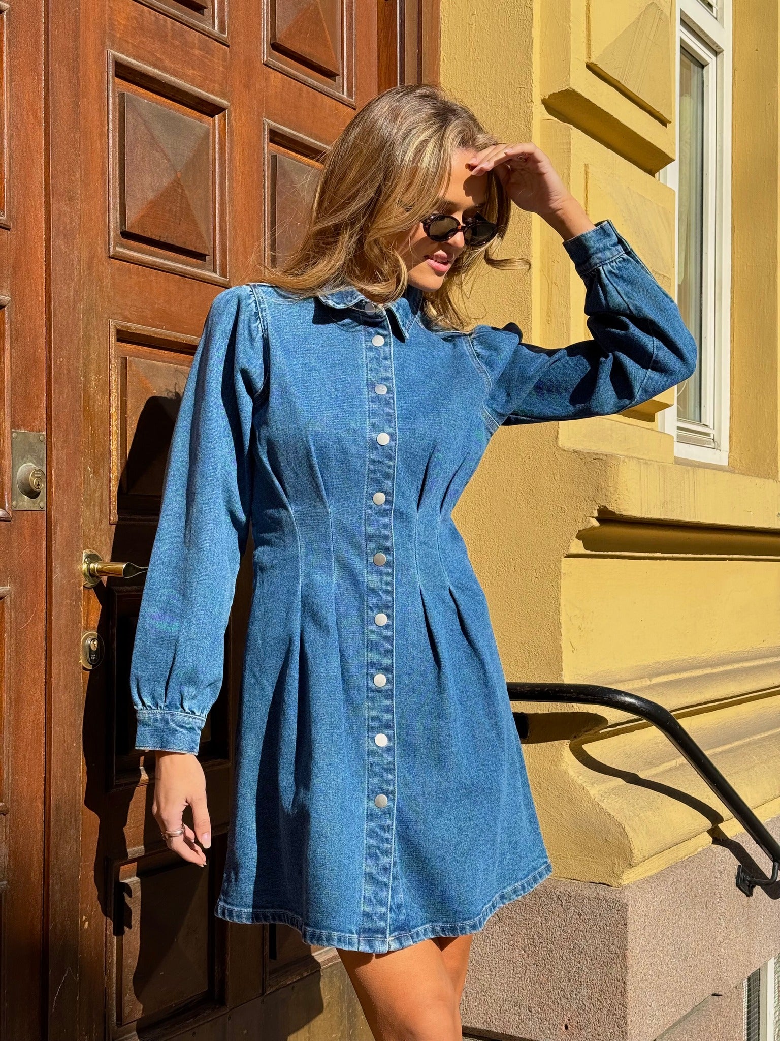 VISOL Short Dress - Medium Blue Denim